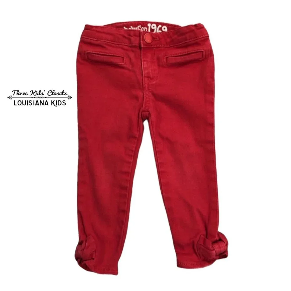Baby Gap Sz 2 1969 Red Bow Capri Jeans Pants